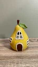 Ceramic Tealight Pear House Candle Holder Village Quirky Cute Home D??cor - thumbnail 1