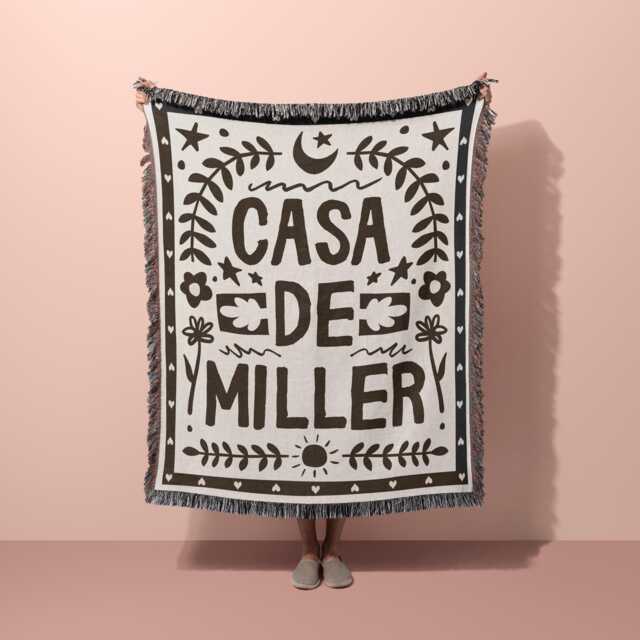 Custom Family Name Blanket Woven Throw With Last Wedding Gift For Couple New Home Present Newlywed Keepsake Personalized Cotton - image 1