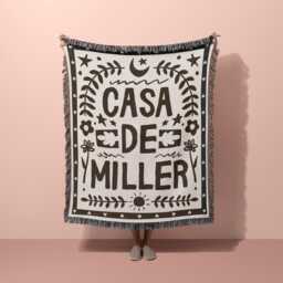 Custom Family Name Blanket Woven Throw With Last Wedding Gift For Couple New Home Present Newlywed Keepsake Personalized Cotton - thumbnail 1