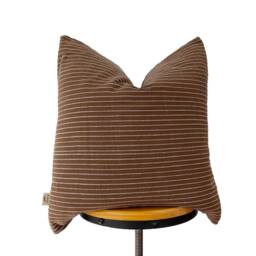 Chiangmai Cotton Pillow Cover Brown Striped Denim Back - thumbnail 1