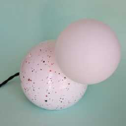 Handmade Ceramic Lamp - White Glaze & Color Crystals With Glass Globe G9 Bulb - thumbnail 4