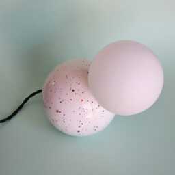 Handmade Ceramic Lamp - White Glaze & Color Crystals With Glass Globe G9 Bulb - thumbnail 2