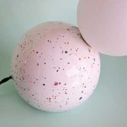 Handmade Ceramic Lamp - White Glaze & Color Crystals With Glass Globe G9 Bulb - thumbnail 3