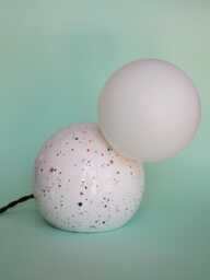 Handmade Ceramic Lamp - White Glaze & Color Crystals With Glass Globe G9 Bulb