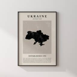 Abstract Ukraine Map Vintage Wall Art Print Picasso + Matisse Inspired Travel Poster Oe - thumbnail 3