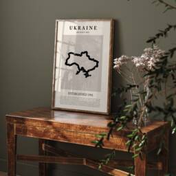 Abstract Ukraine Map Vintage Wall Art Print Picasso + Matisse Inspired Travel Poster Oe - thumbnail 2