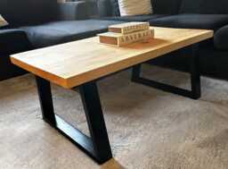 Rustic Wooden Coffee Table, Farmhouse Handmade Solid Wood Industrial Metal Legs