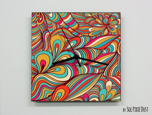Colorful Flower Abstract Seamless Pattern Wall Clock - image 1