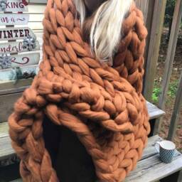 Super Chunky Knitted Blanket, Knit Knits, Throw Arm Merino Wool - thumbnail 2
