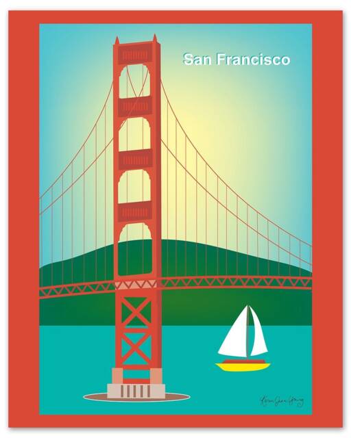 San Francisco Art Print, Golden Gate Bridge Skyline Francisco, Ca Wedding Sf Baby Loose Petals - Style E8-O-Sf2 - image 1