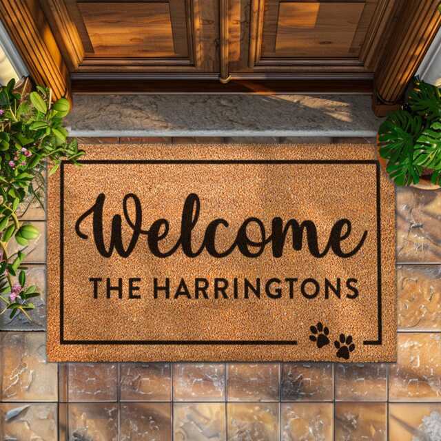 Custom Dog Paw Doormat - Family Gift Personalized Pawparent Gifts Name & Pet Owner - image 1