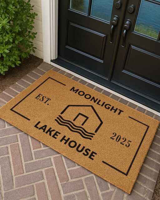 Lake House Personalized Doormat - Custom Cabin Name Welcome Mat Lakefront Home Decor Gift Rug For Your Lakehouse - image 1