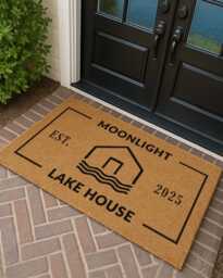 Lake House Personalized Doormat - Custom Cabin Name Welcome Mat Lakefront Home Decor Gift Rug For Your Lakehouse - thumbnail 1