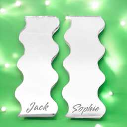 Pair Of Wavy Shaped Mirrors With A White Acrylic Backing & Hooks, Bespoke Shapes Made - thumbnail 2