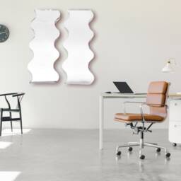 Pair Of Wavy Shaped Mirrors With A White Acrylic Backing & Hooks, Bespoke Shapes Made - thumbnail 3