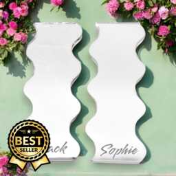 Pair Of Wavy Shaped Mirrors With A White Acrylic Backing & Hooks, Bespoke Shapes Made