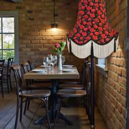 Red Poppies Floral Fabric Lampshade Handmade For Table & Floor Standard Lamps Bases, Clip On Wall Lights, Ceiling Pendants - thumbnail 3