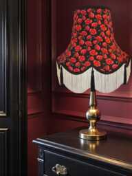 Red Poppies Fabric Lampshade Handmade Traditional Floral Table Lamp Shade
