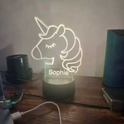 Personalised Unicorn Name Night Light, Kids Bedroom Decor, Led Lamp - thumbnail 3