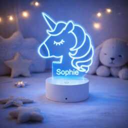 Personalised Unicorn Name Night Light, Kids Bedroom Decor, Led Lamp - thumbnail 2