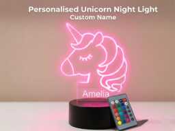 Personalised Unicorn Name Night Light, Kids Bedroom Decor, Led Lamp - thumbnail 1