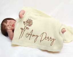 Custom Embroidered Baby Name Blanket Organic Cotton Knit, Nursery Gift - thumbnail 1