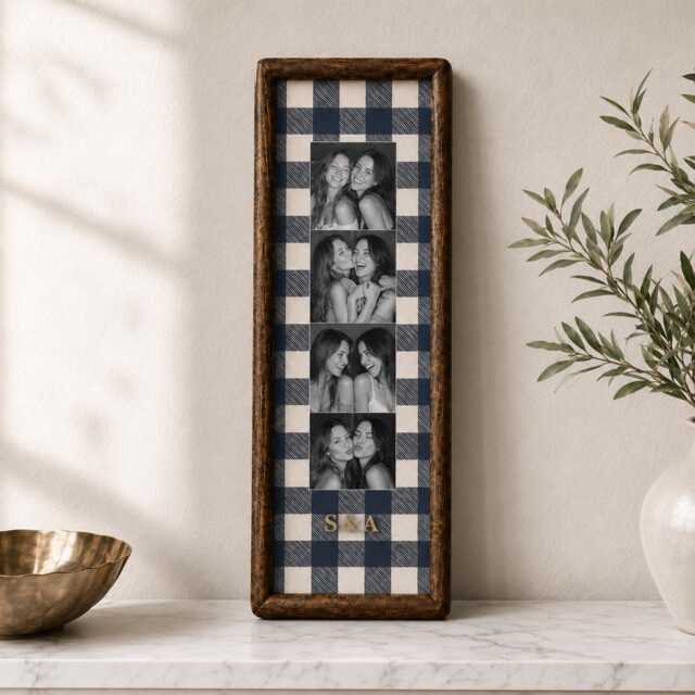 Personalised Best Friend Photo Strip Frame, Custom Booth Picture Striped Fabric Bestie Gift, Friendship Keepsake Gift - image 1