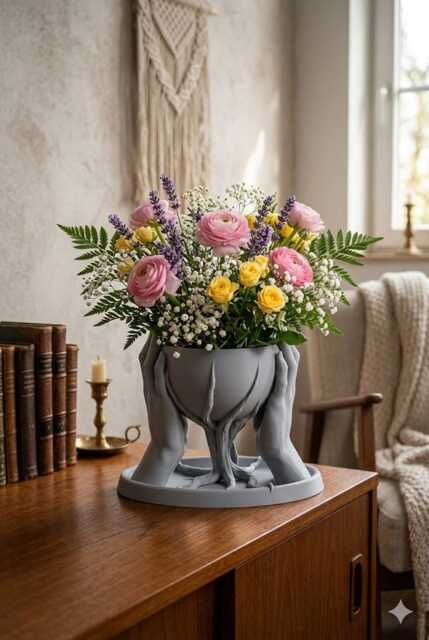 Dual Hand Tree Of Life Planter - Unique Modern Decorative Pot - image 1