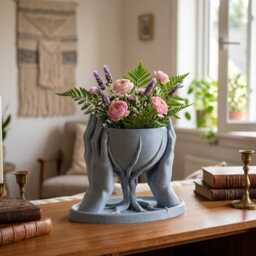Dual Hand Tree Of Life Planter - Unique Modern Decorative Pot - thumbnail 4