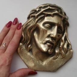 Genuine Brass Jesus Christ Portrait 3D Wall Art Brass Plaque Catholic Home Decor Religious Hanging Gift Idea For Christian Biblical - thumbnail 3
