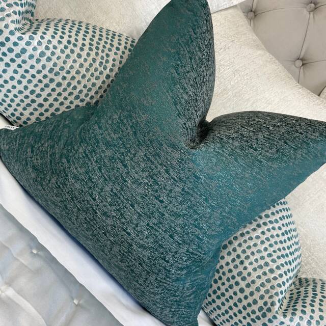 Teal Textured Cushion Cover Made in John Lewis Partners Fabric Handmade Designer High Quality Double Sided in UK - image 1