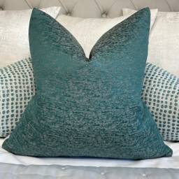 Teal Textured Cushion Cover Made in John Lewis Partners Fabric Handmade Designer High Quality Double Sided in UK - thumbnail 2