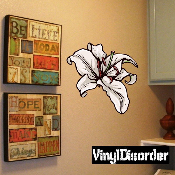 Floral Flower Wall Decal - Fabric Vinyl Removable & Reusable Floralfloweruscolor055Et