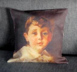 Vintage Child Portrait On A Linen Pillow Cover - thumbnail 1