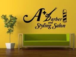 Wall Decal Vinyl Sticker Decals Peal & Stick Cheap Decor Art Hair Beauty Barbershop Logo Sign Emblem A Plus Barber Styling Salon L396 - thumbnail 1