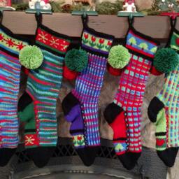 Hand Knit Christmas Stocking Blue Green Red With Snowflake Detail By Santa's Works - thumbnail 4