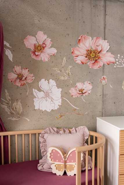 Watercolor Flower Wall Decals Coral Bloom Nursery Decor - image 1