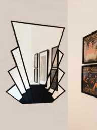 Large Art Deco Wall Mirror With Black Accents Handcrafted in The UK - thumbnail 1