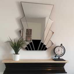 Large Art Deco Wall Mirror With Black Accents Handcrafted in The UK - thumbnail 3