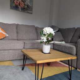 Rustic Scaffold Board Coffee Table L 7 Wax Colours Hairpin Legs - thumbnail 3