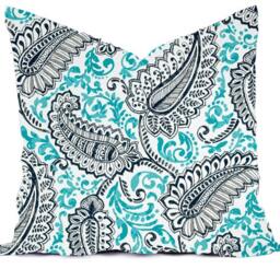Geometric Outdoor Pillow Cover - Modern Coastal Blue Decor - thumbnail 3