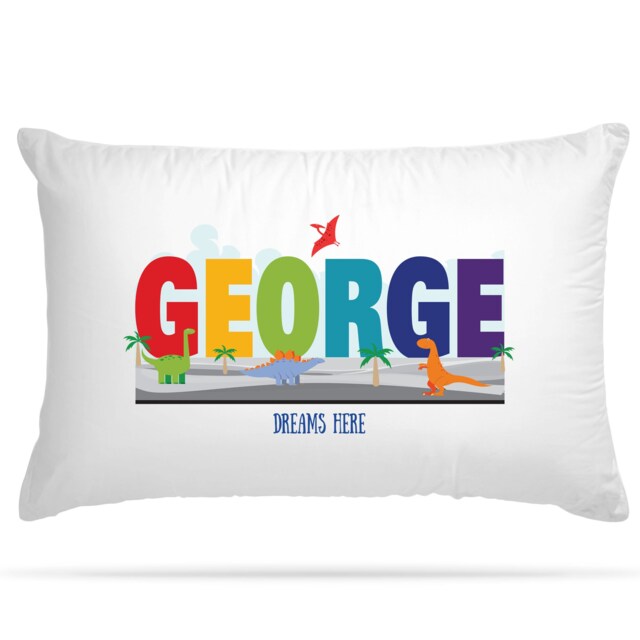 Personalised Dinosaur Kids Pillow Case Customised Gifts Bedroom Accessories For Birthday Decorations, Easter Kids, Cute Room Decor - image 1
