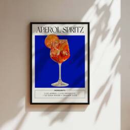 Aperol Spritz Cocktail Print, Kitchen Bar Drink Poster, Home Accessories, Sophisticated Retro Gift For Lover, Wall Art - thumbnail 2