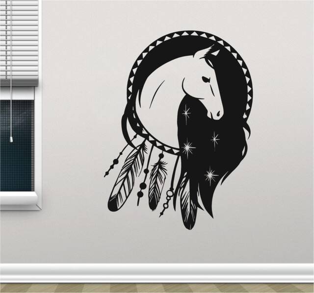 Horse Dream Catcher Vinyl Wall Art, Decal, Sticker, Transfer, Mural, Removable, Decoration, Interior, Exterior, Peel & Stick, - 0886 - image 1