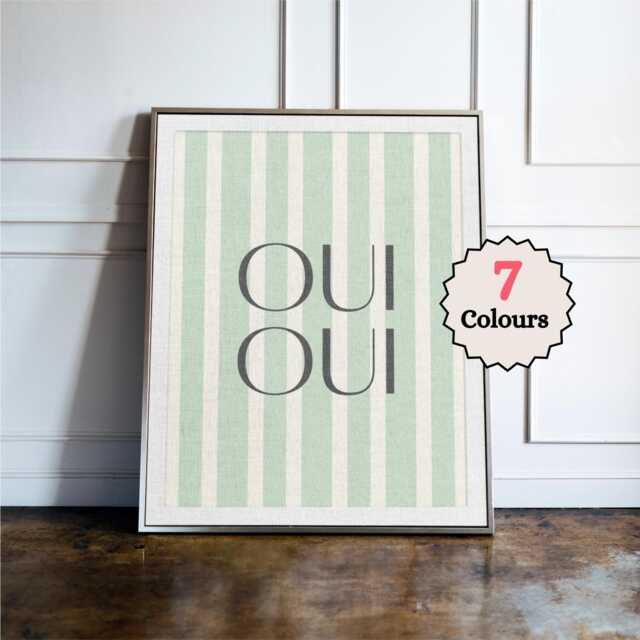 Funny Bathroom Wall Art Oui Print, French Decor, Toilet Humour Poster, Restroom Minimalist Sign - image 1