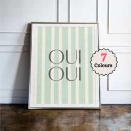 Funny Bathroom Wall Art Oui Print, French Decor, Toilet Humour Poster, Restroom Minimalist Sign - thumbnail 1