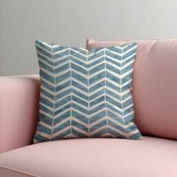 Blue Chevron Cushion Cover, Painted Look Throw Pillowcase, Modern Coastal Style, 18x18 - thumbnail 2