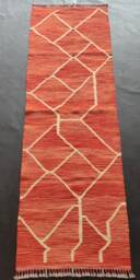 Runner Rug Abstract, Handmade Artisan Afghan Turkish Aztec Natural Sheep Wool Flatweave Kilim 199x63 cm - thumbnail 1