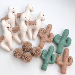 Baby Mobile/ Llama Alpaca Girl Boy Cactus Mobile/ Felt Crib Shower Gift - thumbnail 3