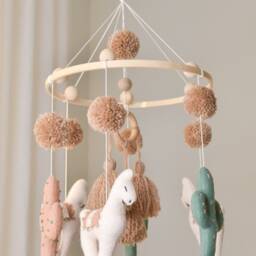 Baby Mobile/ Llama Alpaca Girl Boy Cactus Mobile/ Felt Crib Shower Gift - thumbnail 2